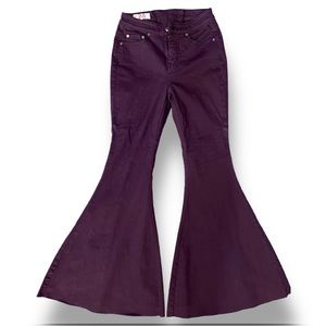 Free People CRVY super high rise lace up flare jeans